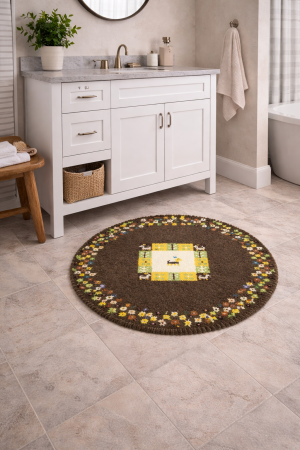 2'0 X 2'1 Hand Knotted Indo-Gabbeh Tribal Wool Round Rug