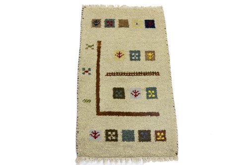 Cream Tribal 1'5X2'7 Indo-Gabbeh Oriental Rug