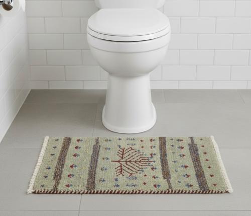 1'4 X 2'7 Hand Knotted Greige Tribal Indo-Gabbeh Wool Rug