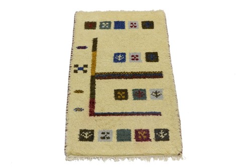 Cream Tribal 1'4X2'7 Indo-Gabbeh Oriental Rug