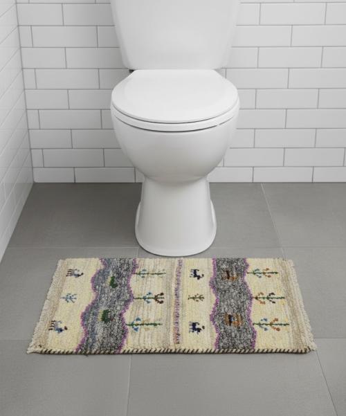 1'4 X 2'7 Hand Knotted Cream Tribal Indo-Gabbeh Wool Rug