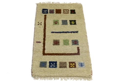Cream Tribal 1'4X2'7 Indo-Gabbeh Oriental Rug