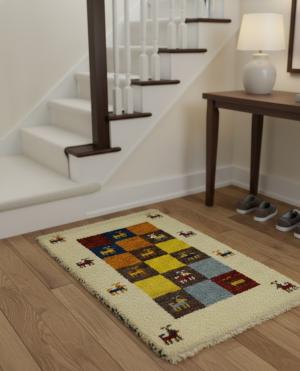 Cream Tribal 1'7X2'7 Indo-Gabbeh Oriental Rug