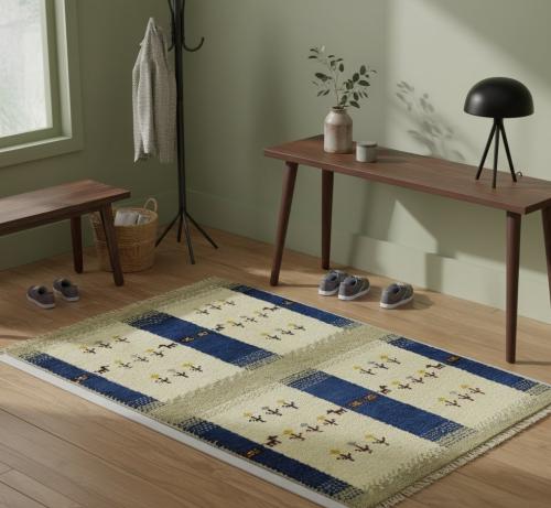 Cream Tribal Pictorial 3X4 Indo-Gabbeh Oriental Rug