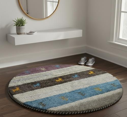 Multicolored Tribal 3X3 Indo-Gabbeh Oriental Round  Rug