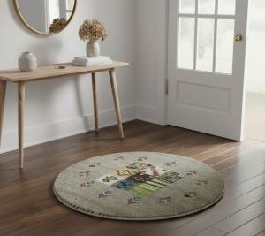 Greige Tribal 2X2 Indo-Gabbeh Oriental Round  Rug