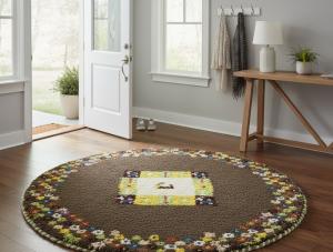 2'0 X 2'0 Brown-Rust Indo-Gabbeh Hand Knotted Wool Round Rug