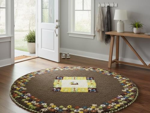 2'0 X 2'0 Brown-Rust Indo-Gabbeh Hand Knotted Wool Round Rug