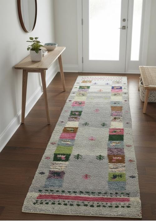 Gray Tribal 1'5X6 Indo-Gabbeh Oriental Runner Rug