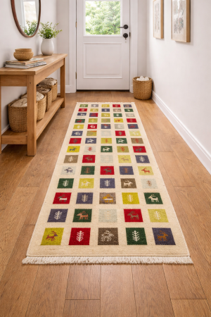 2'6 x 7'11 Hand Knotted Indo-Gabbeh Wool Runner Rug