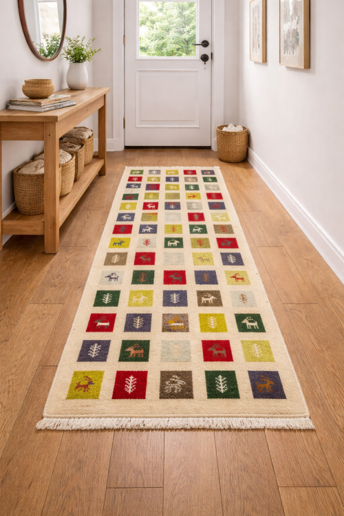 2'6 x 7'11 Hand Knotted Indo-Gabbeh Wool Runner Rug