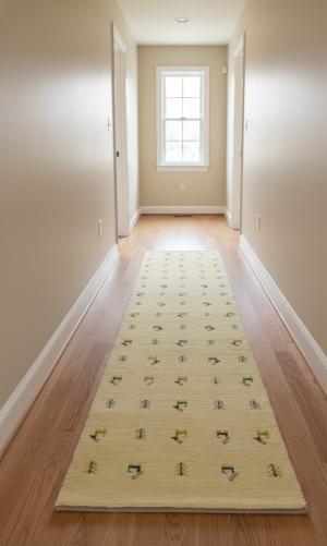 2'6 X 9'9 Cream Indo-Gabbeh Hand Knotted Wool Runner Rug
