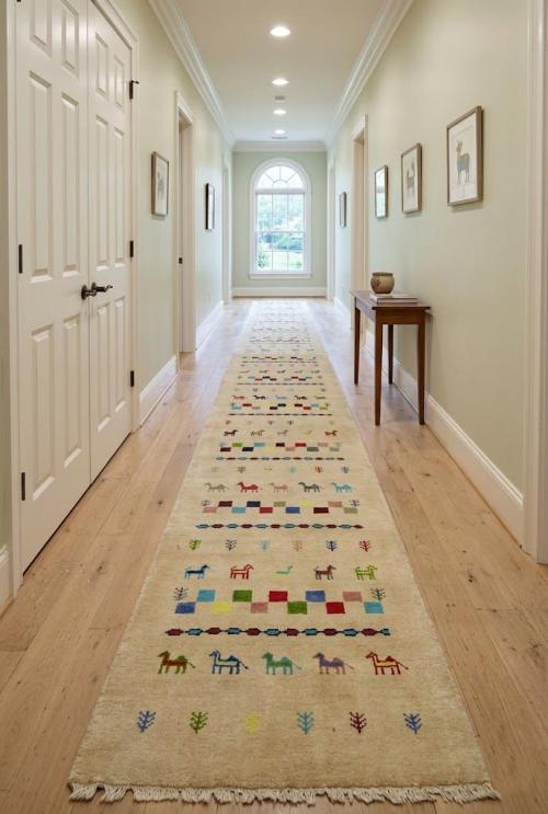 2'7 X 9'11 Hand Knotted Cream Indo-Gabbeh Wool Runner Rug