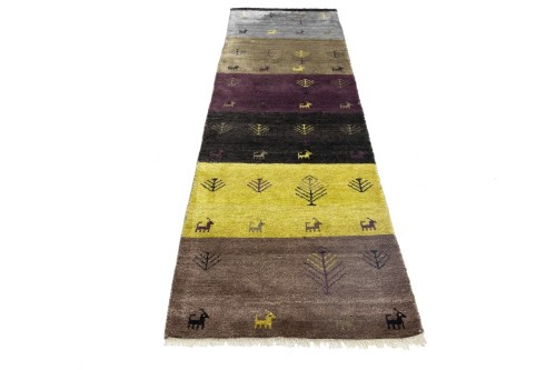 Multicolored Stripes Tribal 2'6X9'8 Indo-Gabbeh Oriental Runner Rug