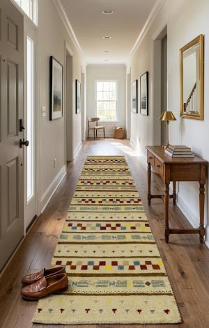 Cream/Beige Pictorial Tribal 2'6X9'7 Indo-Gabbeh Oriental Runner Rug