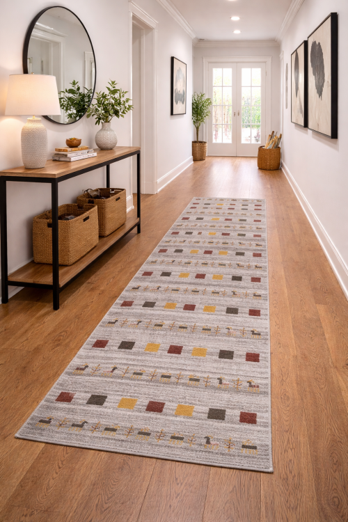 Gray Pictorial Tribal 3X10 Indo-Gabbeh Oriental Runner Rug