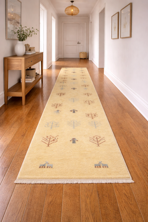 2'7 x 13'1 Hand Knotted Indo-Gabbeh Oriental Wool Runner Rug