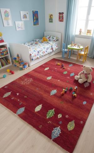 Scarlet Red Pictorial Tribal 6X8 Indo-Gabbeh Oriental Rug