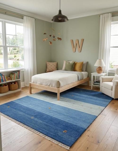 Blue Stripes Tribal 6X8 Indo-Gabbeh Oriental Rug