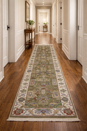 Floral Colorfast 2'7X9'5 Oushak Chobi Oriental Runner Rug