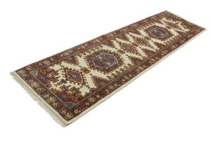 Cream Tribal 2'7X9'5 Indo-Viss Oriental Runner Rug