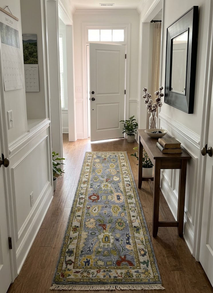Floral Colorfast 2'7X9'9 Oushak Chobi Oriental Runner Rug - Image 2