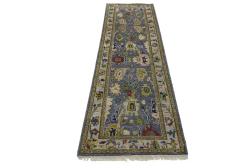 Floral Colorfast 2'7X9'9 Oushak Chobi Oriental Runner Rug