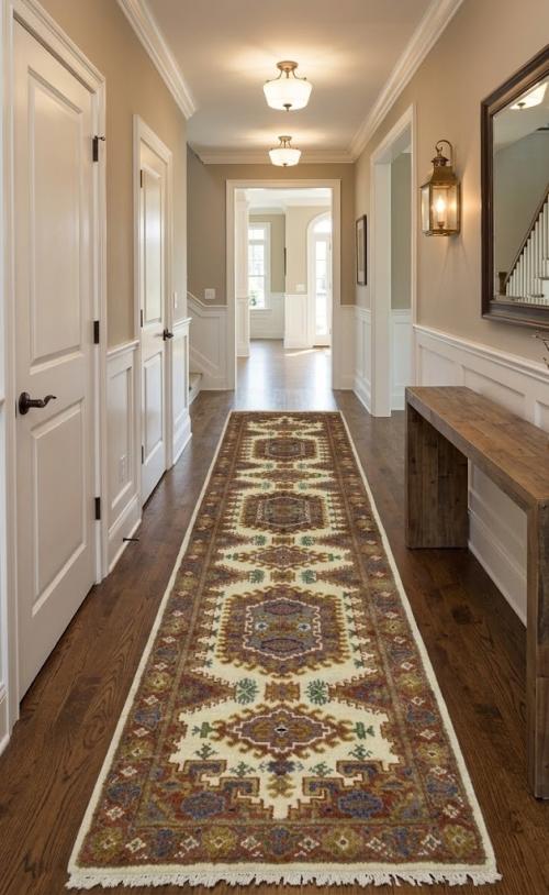 2'8 X 9'8 Indo-Viss Cream Hand Knotted Tribal Wool Runner Rug