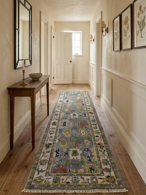 Floral Colorfast 2'7X9'7 Oushak Chobi Oriental Runner Rug