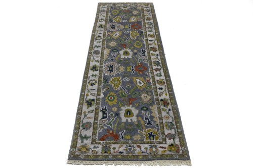Floral Colorfast 2'7X9'7 Oushak Chobi Oriental Runner Rug