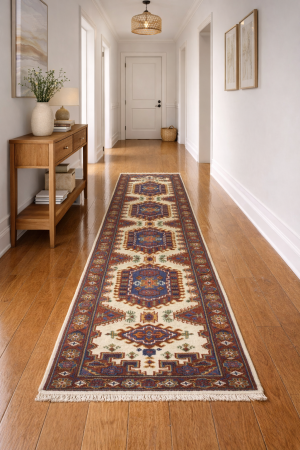 2'8 x 9'9 Hand Knotted Indo-Viss Oriental Wool Runner Rug