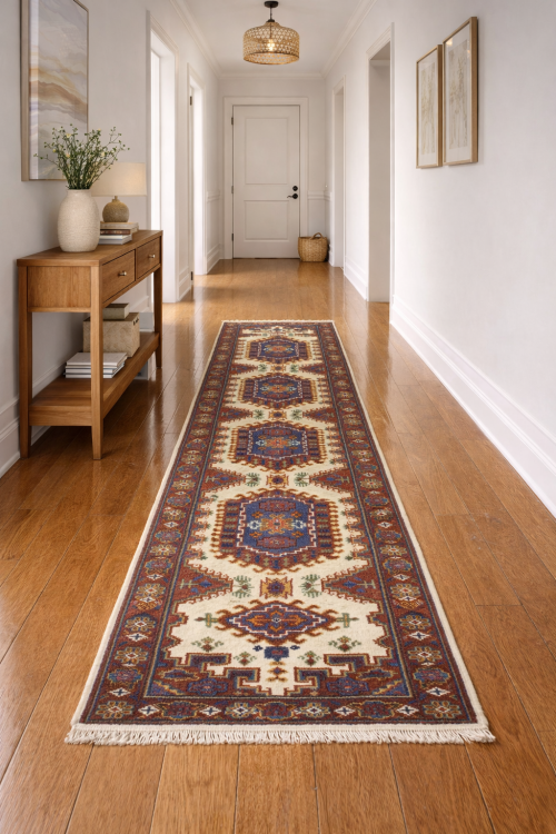 2'8 x 9'9 Hand Knotted Indo-Viss Oriental Wool Runner Rug