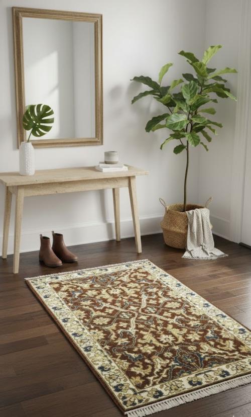 Rust Floral 3X5 Chobi Oriental Rug