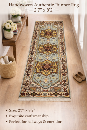 Light Gray Geometric 3X8 Heriz Serapi Oriental Runner Rug