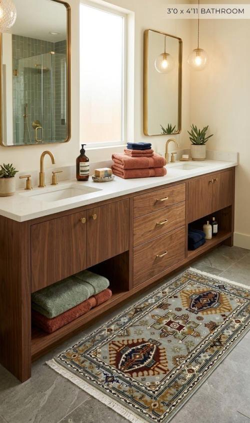 Gray Geometric 3X5 Indo-Karajeh Oriental Rug