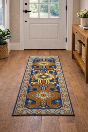 3X6 Navy Blue Geometric 2'6 x 5'11 Kazak Oriental Rug