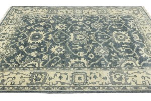 Dark Gray Floral 6X9 Oushak Chobi Oriental Rug