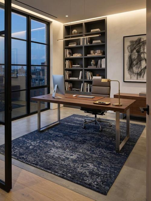 Hand-Carved Multicolored 6'x8' Abstract Modern Rug