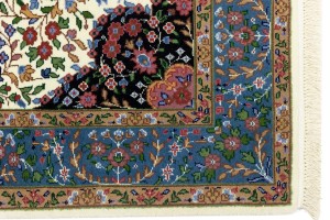 Cream & Blue Floral 4X6 Kirman Oriental Rug