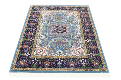 Blue & Navy Floral 4X6 Kirman Oriental Rug