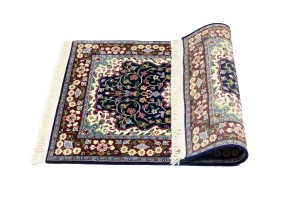 Navy & Maroon Floral 3X4 Kirman Oriental Rug