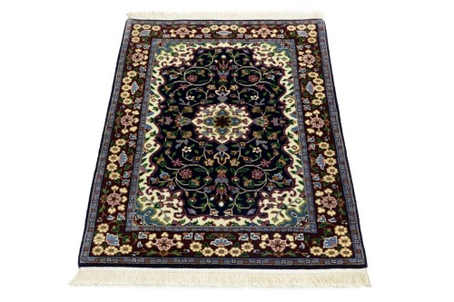 Navy & Maroon Floral 3X4 Kirman Oriental Rug