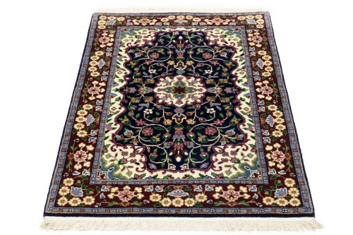 Navy & Maroon Floral 3X4 Kirman Oriental  Rug