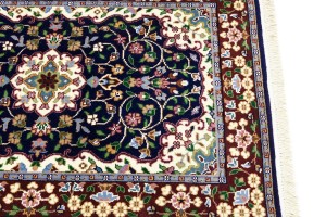 Navy & Maroon Floral 3X4 Kirman Oriental Rug
