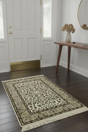 2'0 X 2'10 Hand Knotted Kirman Cream Oriental Wool Rug