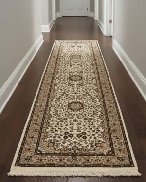 2'8 X 9'10 Cream Hand Knotted Kirman Floral Wool Runner Rug