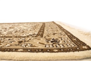 Cream Brown Floral 3X10 Kirman Oriental Runner Rug