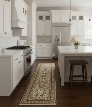 2'8 X 9'10 Hand Knotted Kirman Cream & Brown Wool Runner Rug