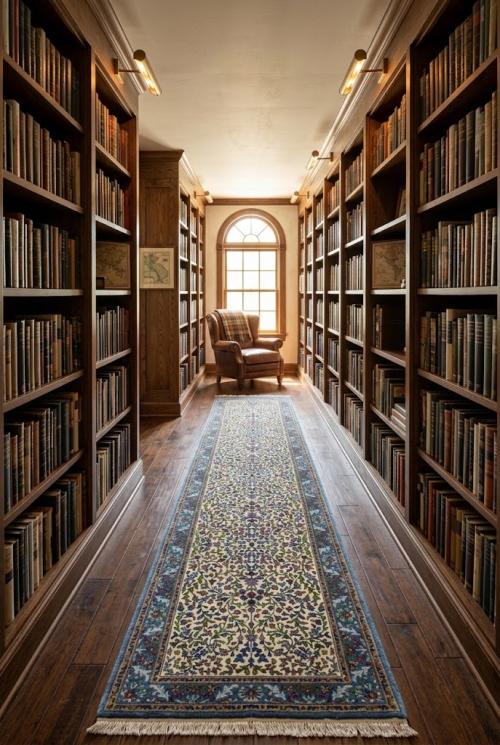 Cream & Blue Floral 3X10 Kirman Oriental Runner Rug
