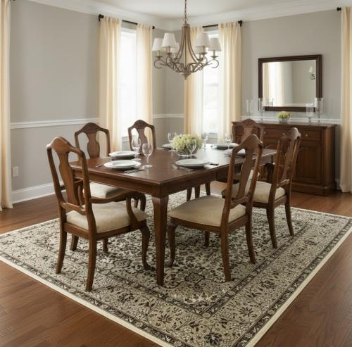 6'3 X 6'2 Hand Knotted Cream Floral Kirman Wool Square Rug